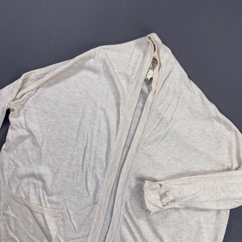 Billabong Sweater Cardigan Womens MD White Open Front Lightweight Pockets Beach